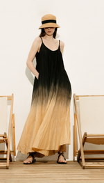 Vestido longo evasê, em voil de algodão