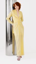 Vestido longo de malha com recortes