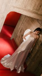 Vestido longo tomara-que-caia em jacquard de seda