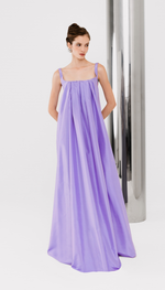 Vestido longo em tafetá de seda