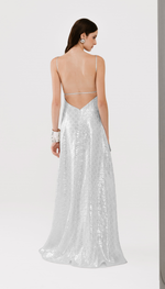 Vestido longo em jacquard de seda
