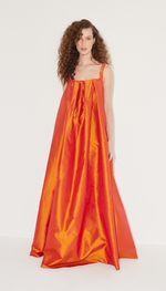 Vestido longo em tafetá de seda