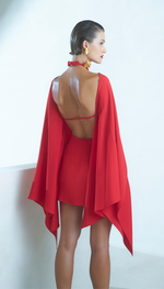 Vestido curto com capa frente