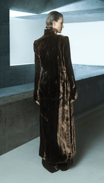 Trench coat midi de veludo com bolsos