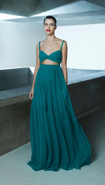 Vestido longo busto tarquinado