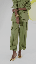 Calça cargo em tricoline