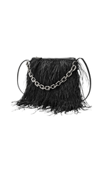 Bolsa sylvie com plumas e corrente dourada