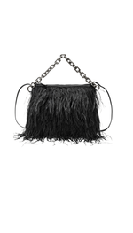 Bolsa sylvie com plumas e corrente dourada
