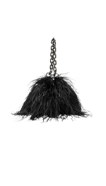 Bolsa sylvie com plumas e corrente dourada