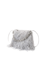 Bolsa sylvie com plumas e corrente dourada