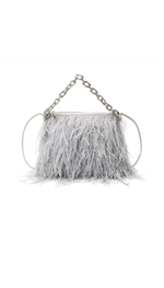 Bolsa sylvie com plumas e corrente dourada