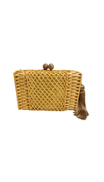 Clutch wicker palha natural com tassel