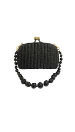 Clutch serpui em palha preta
