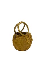 Bolsa redonda serpui butterfly com alça de bambu