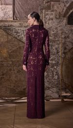 Vestido longo em renda italiana de lã