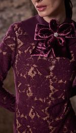 Vestido longo em renda italiana de lã