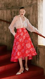 Camisa social ampla em organza de seda