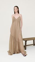 VESTIDO TARQUINADO EM MUSSELINE  