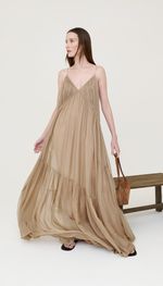 VESTIDO TARQUINADO EM MUSSELINE  