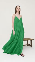 VESTIDO TARQUINADO EM MUSSELINE  