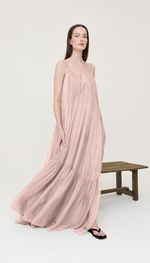 VESTIDO TARQUINADO EM MUSSELINE  
