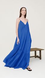 VESTIDO TARQUINADO EM MUSSELINE  