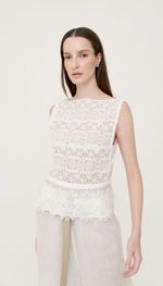 BLUSA EM GAZAR DE RAMI COM  RENDAS