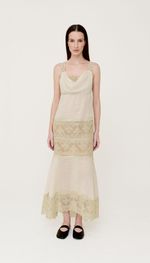 VESTIDO EM GAZAR DE RAMI E RENDA