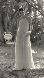VESTIDO  BRANCO EM CHIFFON DE SEDA COM RENDAS