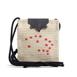 Bolsa Lateral em Crochê e Couro Off White - Feito à Mão