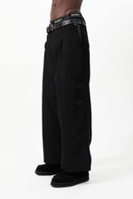 Calça Reta de Sarja Preta