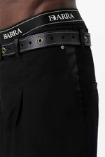 Calça Reta de Sarja Preta