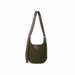 Bolsa Lateral em Crochê e Couro Verde