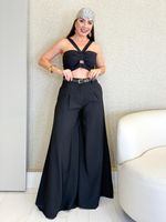 CONJUNTO CROPPED E CALÇA ALFAIATARIA GABARDINE RUST