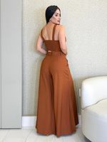 CONJUNTO CROPPED E CALÇA ALFAIATARIA GABARDINE RUST