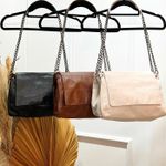 BOLSA EM COURO COM ALÇA METÁLICA ZANA