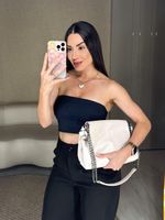 BOLSA EM COURO COM ALÇA METÁLICA ZANA