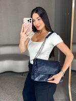 BOLSA EM COURO COM ALÇA METÁLICA ZANA