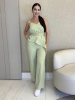 CONJUNTO CALÇA E BLUSA LORIS TWILL ASSIMÉTRICA VIENA