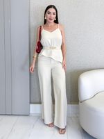 CONJUNTO CALÇA E BLUSA LORIS TWILL ASSIMÉTRICA VIENA