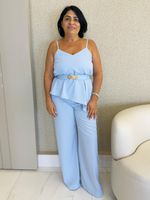 CONJUNTO CALÇA E BLUSA LORIS TWILL ASSIMÉTRICA VIENA