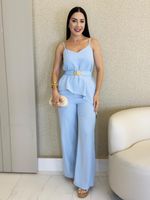 CONJUNTO CALÇA E BLUSA LORIS TWILL ASSIMÉTRICA VIENA