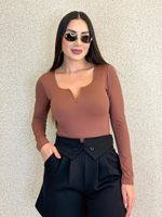 BODY POLIAMIDA GOLA EM V MANGA LONGA SLEEVE