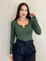 BODY POLIAMIDA GOLA EM V MANGA LONGA SLEEVE