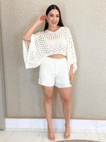 CONJUNTO BATA E SHORT DE TRICÔ BEAT