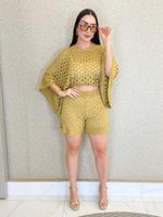 CONJUNTO BATA E SHORT DE TRICÔ BEAT