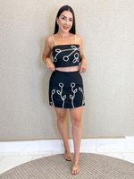 CONJUNTO SHORT SAIA E CROPPED  LORIS TWILL BLEAK