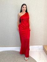 VESTIDO NULA MANGA DE CETIM OLYS