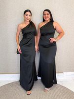 VESTIDO NULA MANGA DE CETIM OLYS