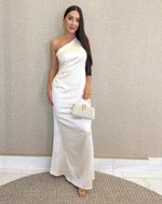 VESTIDO NULA MANGA DE CETIM OLYS